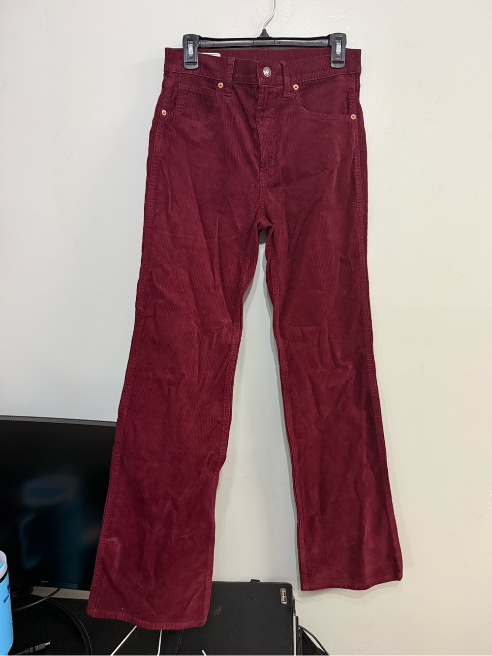 GAP Women's Wine Red Corduroy Wide-Leg Jeans